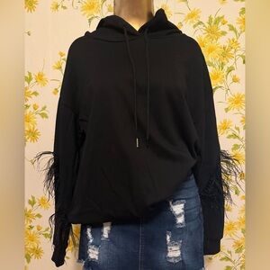 Black Feathered Women's Hoodie size M